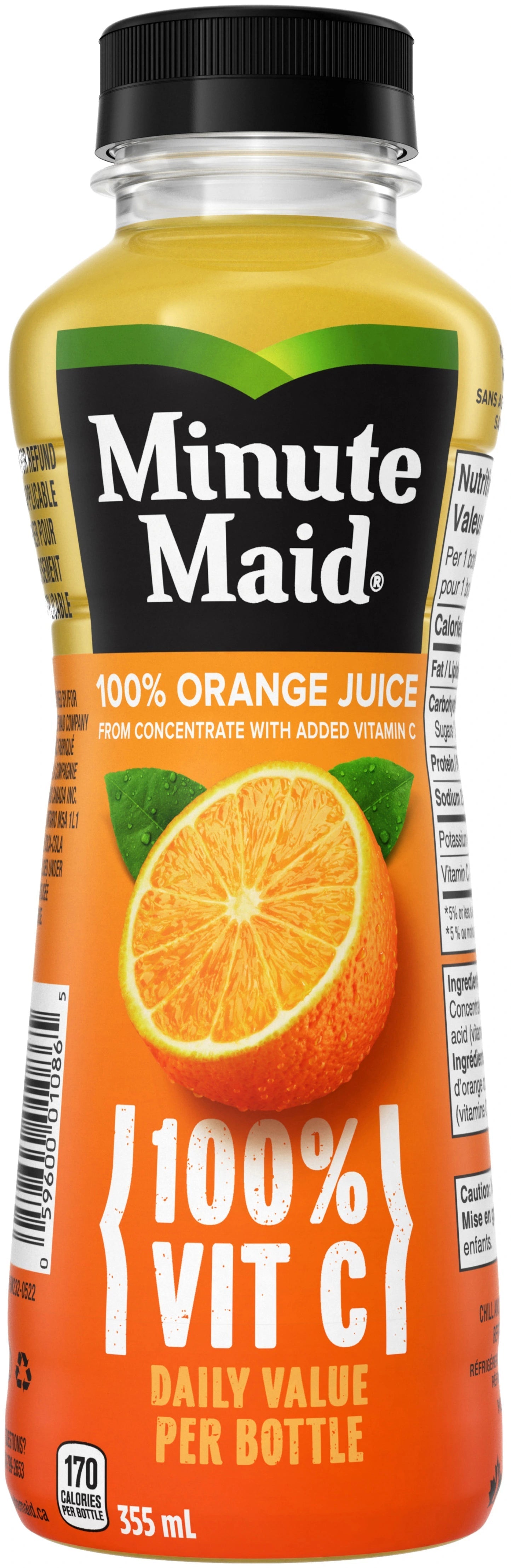Minute Maid Orange Juice Bottle, 355 mL