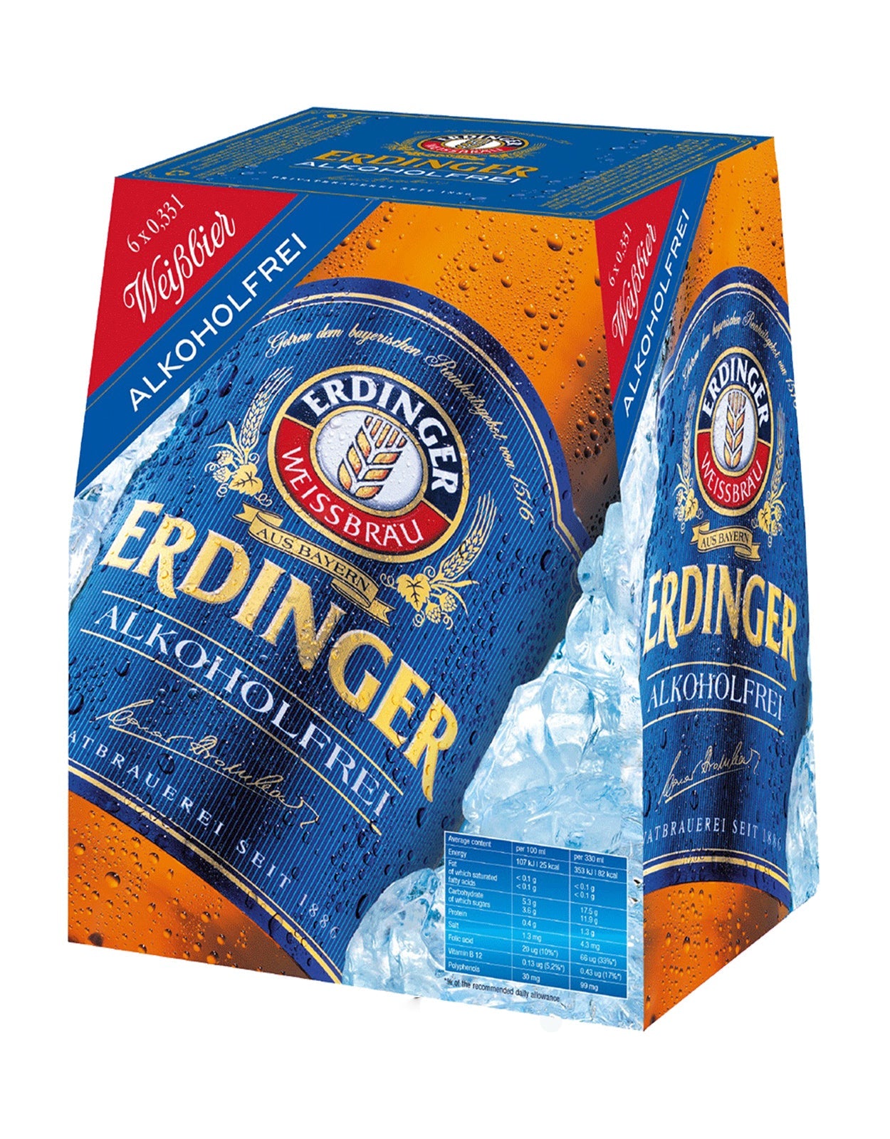 Erdinger Alkoholfrei (Non Alcoholic) 330 ml - 24 Bottles