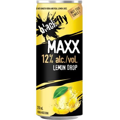 1C BLACK FLY VODKA MAXX LEMON DROP 250ML - 1C BLACK FLY VODKA MAXX LEMON DROP 250ML