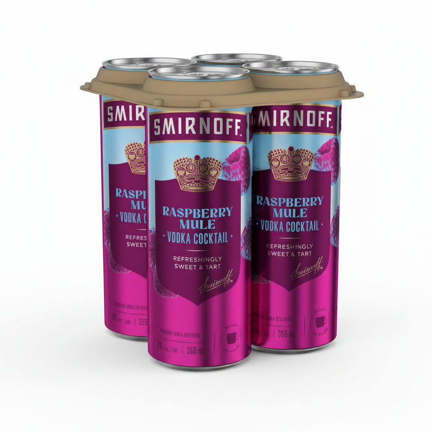 4C SMIRNOFF RASPBERRY MULE VODKA COCKTAIL 4X355ML