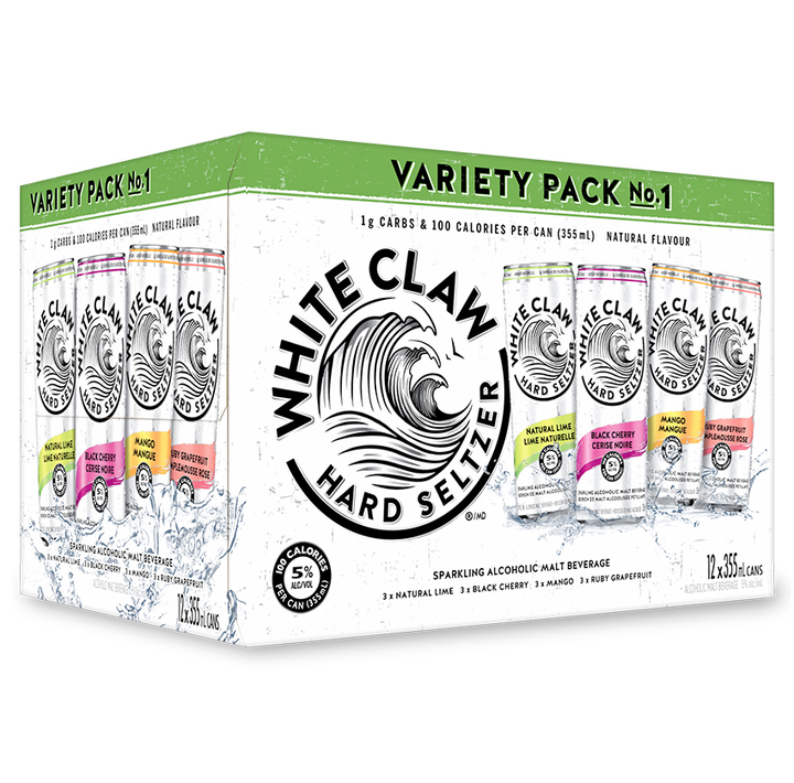 12C WHITE CLAW HARD SELTZER VARIETY PACK 12X355ML