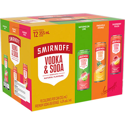 12C SMIRNOFF VODKA & SODA PARTY PACK 12X355ML