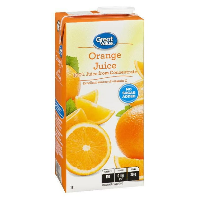 Great Value Orange Juice from concentrate1L
