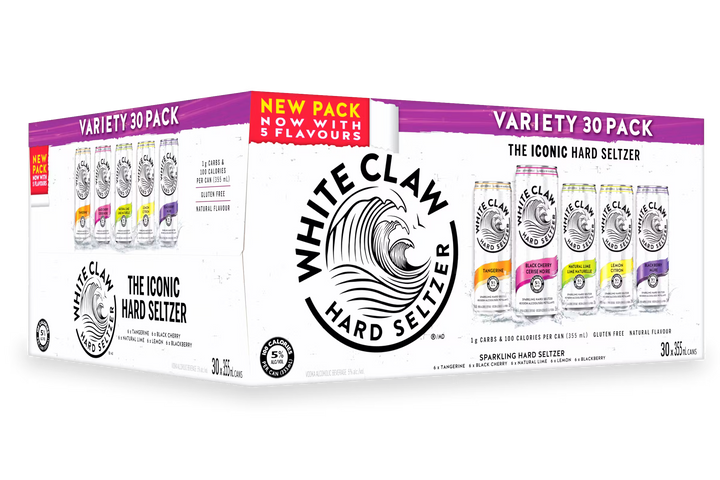 30C WHITE CLAW VARIETY PACK 30PK 5 FLAVOURS - 30C WHITE CLAW VARIETY PACK 30PK 5 FLAVOURS